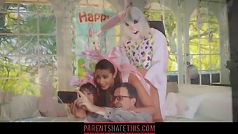 Young Girl Gets Naughty With Her Uncle In Easter Bunny Costume